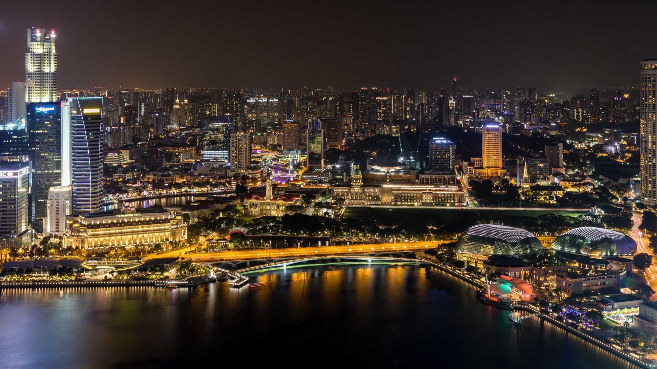 Singapore central business district skyline at night